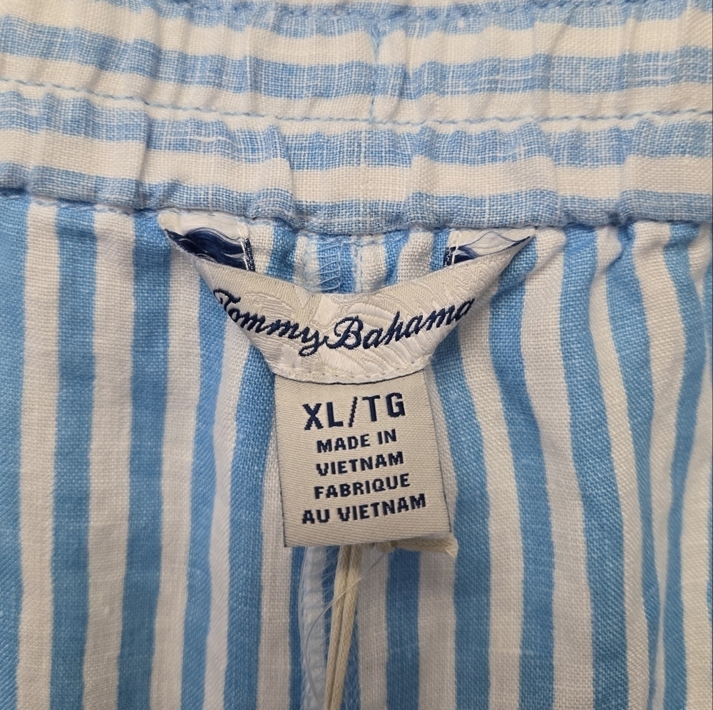 Tommy Bahama Ocean Surf High Rise Linen Easy Shorts Glass Bead Blue Stripe XL - Picture 5 of 9